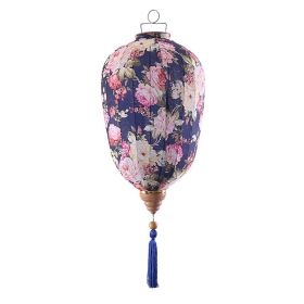 Traditional Chinese Cloth Lantern Painted Home Garden Hanging Decorative Lampshade 14" , Dark blue peony