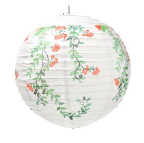 Handmade Round Paper Lantern Chinese/Japanese Style Painted Vine Fruits Decorative Hanging Lantern