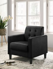 Hale 27.5" Black Velvet Accent Armchair with Tufting