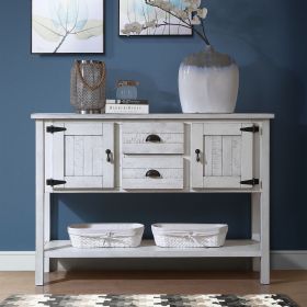 48'' Solid Wood Sideboard Console Table with 2 Drawers and Cabinets and Bottom Shelf