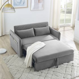 MH" Sleeper Sofa Bed w/USB Port, 3-in-1 adjustable sleeper with pull-out bed, 2 lumbar pillows and side pocket