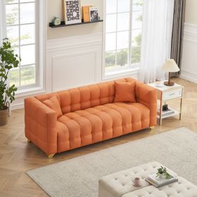 80 inches long, 21.7 inches deep, American body structure, technology fabric sofa, 3 seats waterproof and stain-proof, orange anti-cat paw sofa