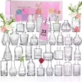 Glass Bud Vase Set of 66 Pcs, Small Vases for Rustic Wedding Centerpieces, Mini Vases Bulk Home Table Flower Decor, Clear Vases