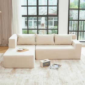 Sectional Couch Covers L Shape Sofa Covers, 2 Pcs Anti-Slip Sofa for 3 + 3 Seaters Chaise Cushion Couch with Pillowcases