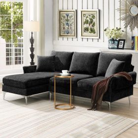 [VIDEO provided][New]84 "Modern Chenille L-Shaped Sofa with Reversible Lounge,Convertible Sectional Couch Set