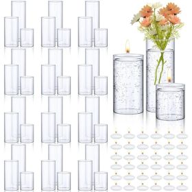 Clear Glass Cylinder Vase Tall Cylinder Floating Candles Set Holder 36 Pcs for Centerpieces Party Supplies Wedding Home Decor