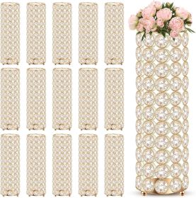 16 PCs Crystal Flower Vase Table Centerpieces 10.24 Inch Candle Holders Wedding Vases for Home Wedding Party Events Decor (Gold)