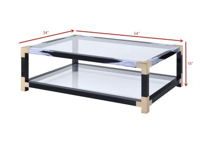 ACME Lafty Coffee Table in White Brushed & Clear Glass 81000