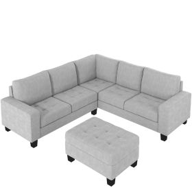 Orisfur. Sectional Corner Sofa L-shape Couch Space Saving with Storage Ottoman & Cup Holders Design for Large Space Dorm Apartment,Light Grey