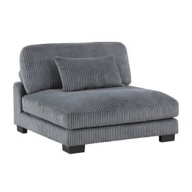 1pc Modern Living Room Furniture Modular Armless Chair Plush Gray Corduroy Fabric Upholstery Plywood Frame, Matching Pillow