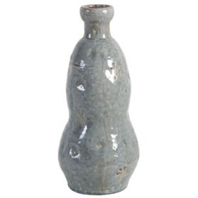 15 Inch Ceramic Vase, Curved and Flare Design, Gray