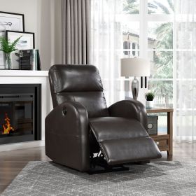 Power Reclining Chair 1pc Brown Faux Leather Upholstered Modern Contemporary Power Motion Reclining