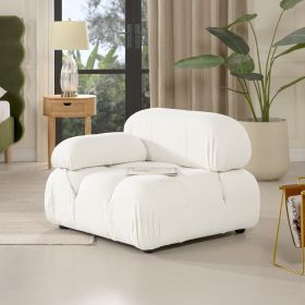 Marcel 36" Bubble Modular Modern Lounge Arm Chair, Ivory White Boucle