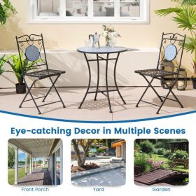 3 Pieces Patio Bistro Set Outdoor Furniture Mosaic Table Chairs