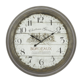 DecMode 23" White Metal Wall Clock with Bordeaux