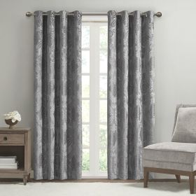 Knitted Jacquard Paisley Total Blackout Grommet Top Curtain Panel