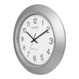 La Crosse Technology 14-inch Silver Contemporary Atomic Analog Clock, WT-3144S-Int