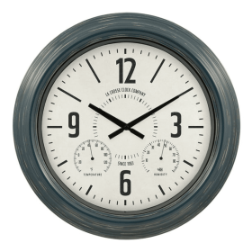 La Crosse Clock 18.40" Hamilton Indoor/Outdoor Blue Analog Quartz Analog Metal Clock, 433-3838