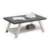 Athens Contemporary Two-Tone Wood Shelf Coffee Table in Weathered Charcoal and Beige