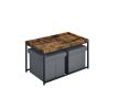 Monty 35" Weathered Oak Wood Grain 3 Piece Coffee Table Set with Raised Edges