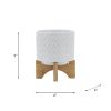 5" CHEVRON PLANTER W/ STAND, WHITE