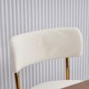 Set of 2 Mid-Century Modern Dining Chairs - Teddy Fabric Upholstered - Curved Back - Metal Frame - Beige | Elegant and Comfortable Kitchen Chairs