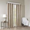 Knitted Jacquard Damask Total Blackout Grommet Top Curtain Panel Pair