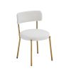 Set of 2 Mid-Century Modern Dining Chairs - Teddy Fabric Upholstered - Curved Back - Metal Frame - Beige | Elegant and Comfortable Kitchen Chairs