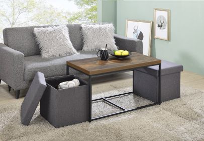 Murph 35" Weathered Oak Wood Grain 3 Piece Coffee Table Set