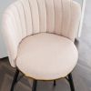 Set of 2 Beige Swivel Bar Stools - High-Back, Adjustable, Upholstered with Elegant Metal Back Accents for Kitchen, Bar, or Dining Room