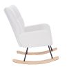 Teddy Upholstered Nursery Rocking Chair for Living Room Bedroom(WHITE Teddy)