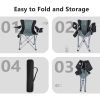 YSSOA Oversized Camping Folding Chair with Cup Holder, Side Cooler Bag, Heavy Duty Steel Frame Fully P Added Quad Armchair for Outdoors, 1-Pack, Grey