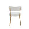 Set of 2 Mid-Century Modern Dining Chairs - Teddy Fabric Upholstered - Curved Back - Metal Frame - Beige | Elegant and Comfortable Kitchen Chairs