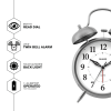 SHARP Twin Bell Quartz Analog Alarm Clock, Silver Brushed Metal, Loud Alarm, Battery Operated