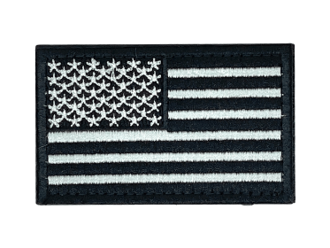 Tactical USA Flag Patch with Detachable Backing (Color: Black & White)