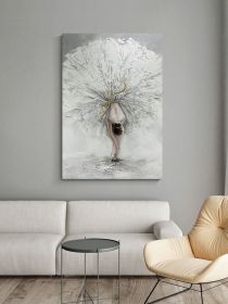 100% Handmade gold foil artwork square white flower landscape Oil Painting Modern Living Room Wall Decoration (size: 100X150cm)