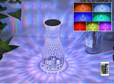 Vase Shape Atmosphere Crystal Lamp Romantic Bedside Diamond Table Lamp Home Christmas Decorations LED Lights (Electrical outlet: USB, Style: With remote control)