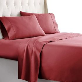 Full Size Sheets Set - Bedding Sheets & Pillowcases w/ 16 inch Deep Pockets - Fade Resistant & Machine Washable - 4 Piece 1800 Series Full Bed Sheet S (Piece Type: 4 Piece 1800 Series Full Bed, Color: Red)