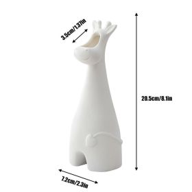 Modern White Ceramic Vases Cat Bunny Giraffe Simple Designed Pottery Porcelain Vases For Artificial Flowers Decorative Figurines (Color: Giraffe)