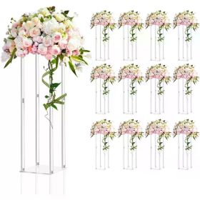 Tall Acrylic Vase 12 Pieces Wedding Centerpieces Clear Flower Home Decorations Room Decor Garden for Birthday Party Wedding (Color: 12)