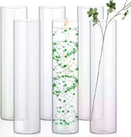 6 Pack Glass Cylinder Vases Clear Flower Vase Floating Candle Holders Centerpiece Vases Tall Skinny Floating Candle Vases Decor (Color: 14 x 3.35 Inch)