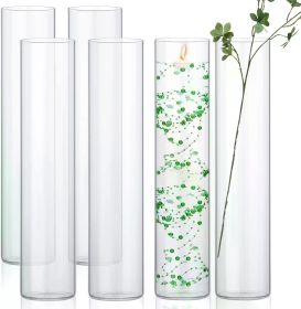 6 Pack Glass Cylinder Vases Clear Flower Vase Floating Candle Holders Centerpiece Vases Tall Skinny Floating Candle Vases Decor (Color: 16 x 3.35 Inch)