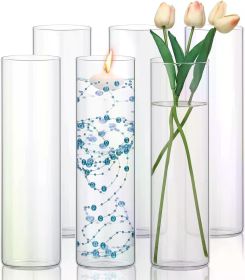 6 Pack Glass Cylinder Vases Clear Flower Vase Floating Candle Holders Centerpiece Vases Tall Skinny Floating Candle Vases Decor (Color: 12 x 3.35 Inch)