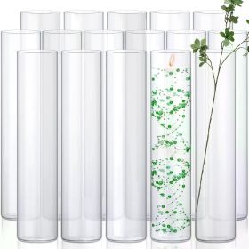 16 Pack Glass Clear Cylinder Vases Tall Floating Candle Holders Cylinder Vase Bulk Clear Flower Vases Center of Wedding Tables (Color: 16 x 3.35 Inch)