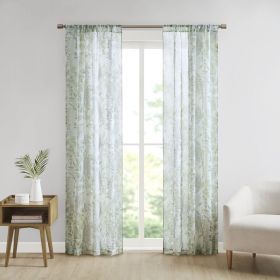 Botanical Printed Texture Sheer Window Pair (Color: as Pic)