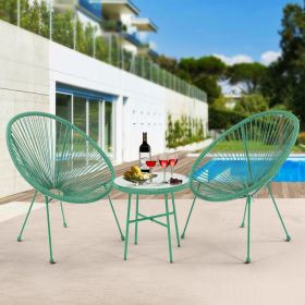 3 Piece Patio Bistro Conversation Set with Side Table, Acapulco All-Weather PE Rattan Chair Set,Flexible Rope Furniture Outdoor with Coffee Table (Color: as Pic)