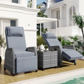 U_Style Outdoor Rattan Two-person Combination With Coffee Table, Adjustable, Suitable For Courtyard, Swimming Pool, Balcony (Color: as Pic)