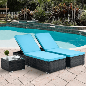 Outdoor Patio Chaise Lounge Chair,Lying in bed with PE Rattan and Steel Frame,PE Wickers (Color: as Pic)